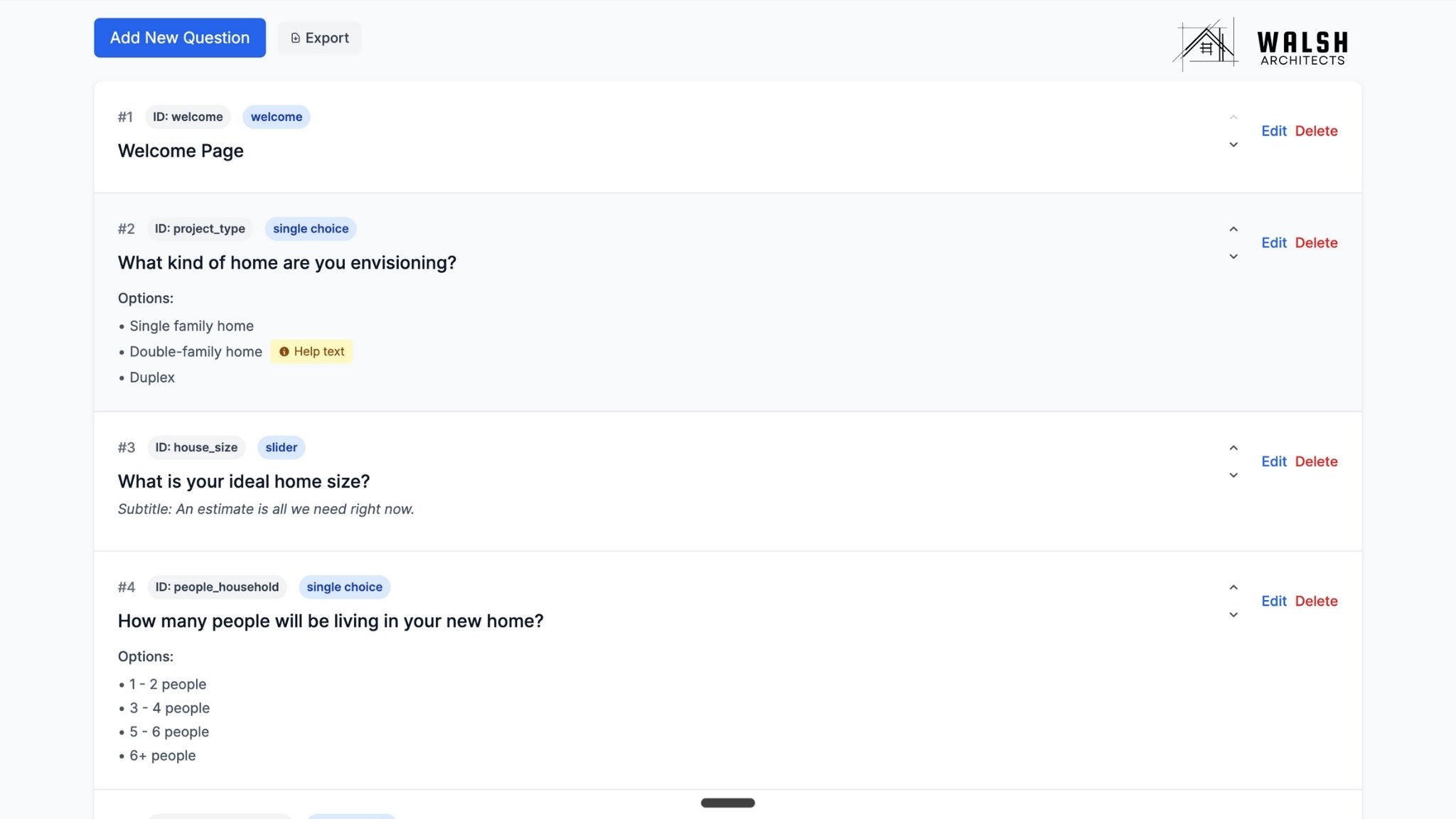 Custom discovery widget demonstration showing personalized question flows for different project types